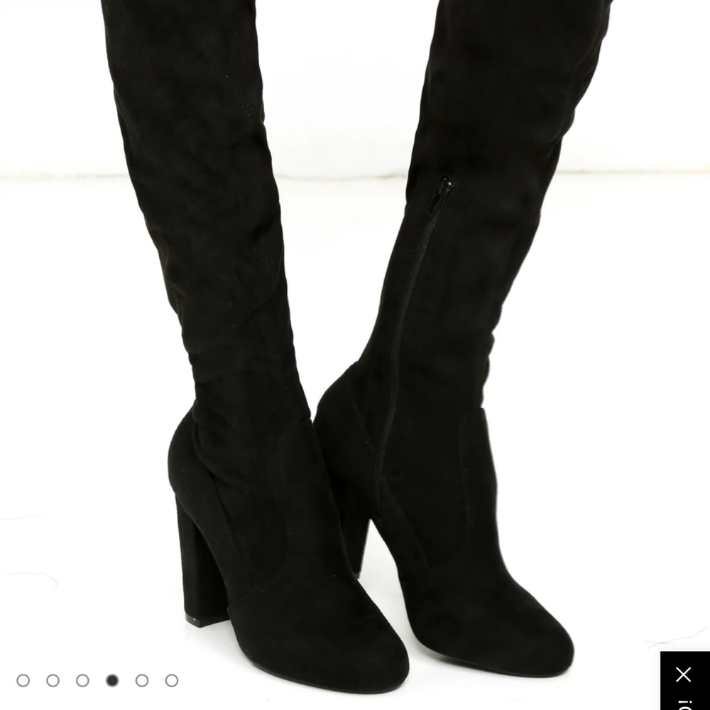 Lulus So Much Yes Black Suede Over the Knee Boots - Picture 3 of 3